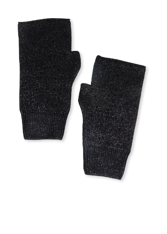 Lurex Twinkle Fingerless Glove Black - FINAL SALE