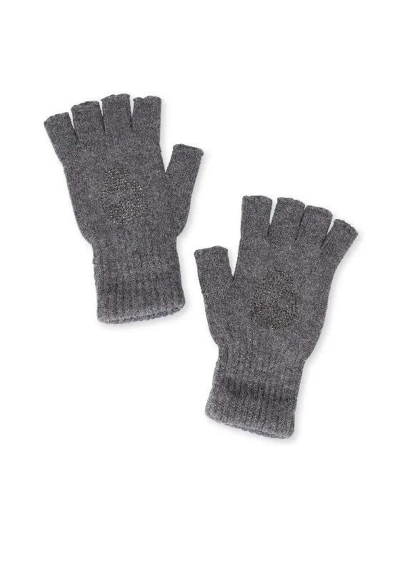 Skull Fingerless Gloves Charcoal