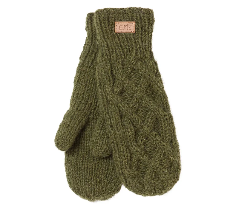 Chunky Forest green Mittens, Chunky knit, Mittens for women, Warm Fleece mitts, wool, hand knit, fleece lined Cozy,