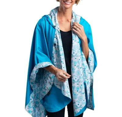 Raincaper Wind & Rainproof Travel Cape - Aqual and Dragonflies