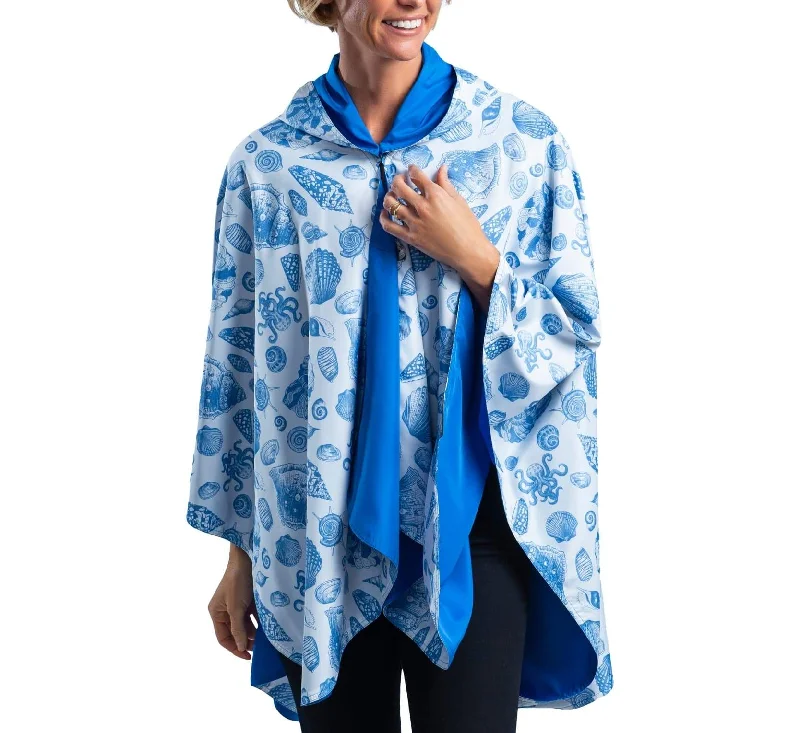 Raincaper Travel Cape - Ocean with Seashells and Tiny Octopus