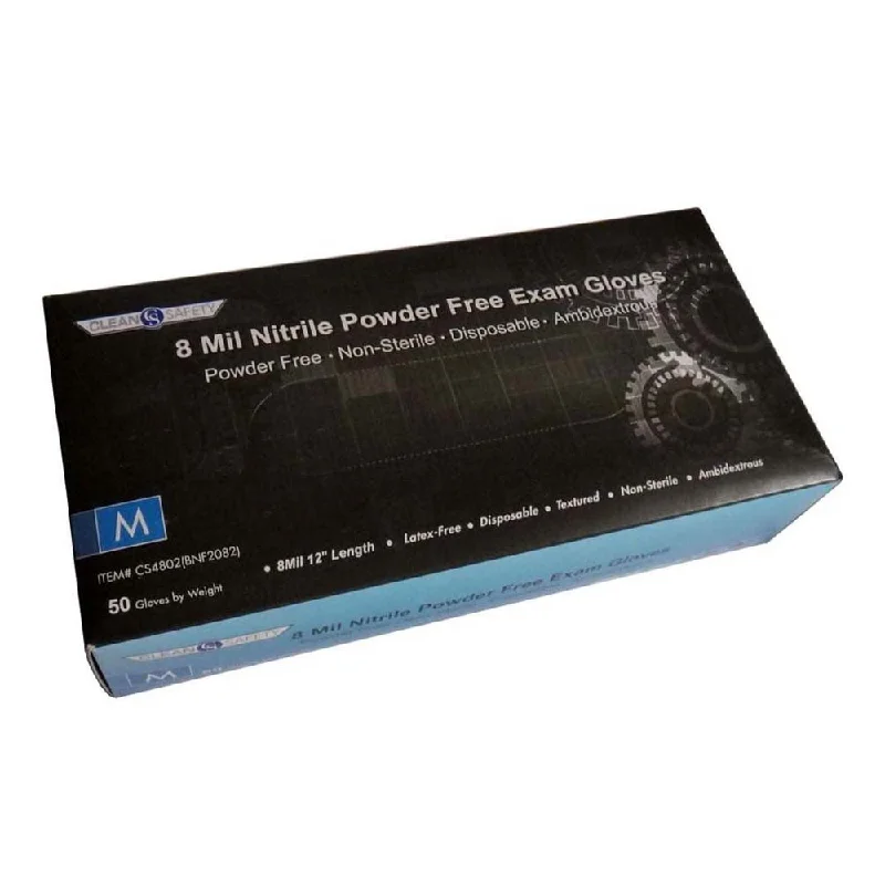 Clean Safety -  8 mil. Nitrile Powder-Free Gloves - Case