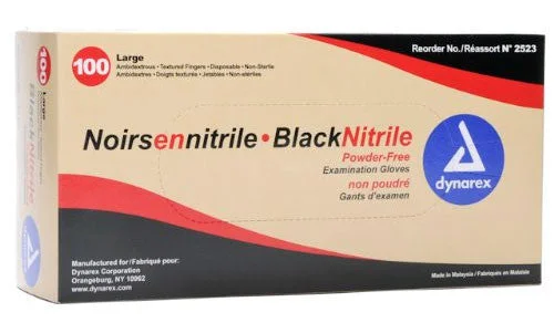 Dynarex - Powder-Free Heavy-Duty Black Nitrile Exam Gloves - Case