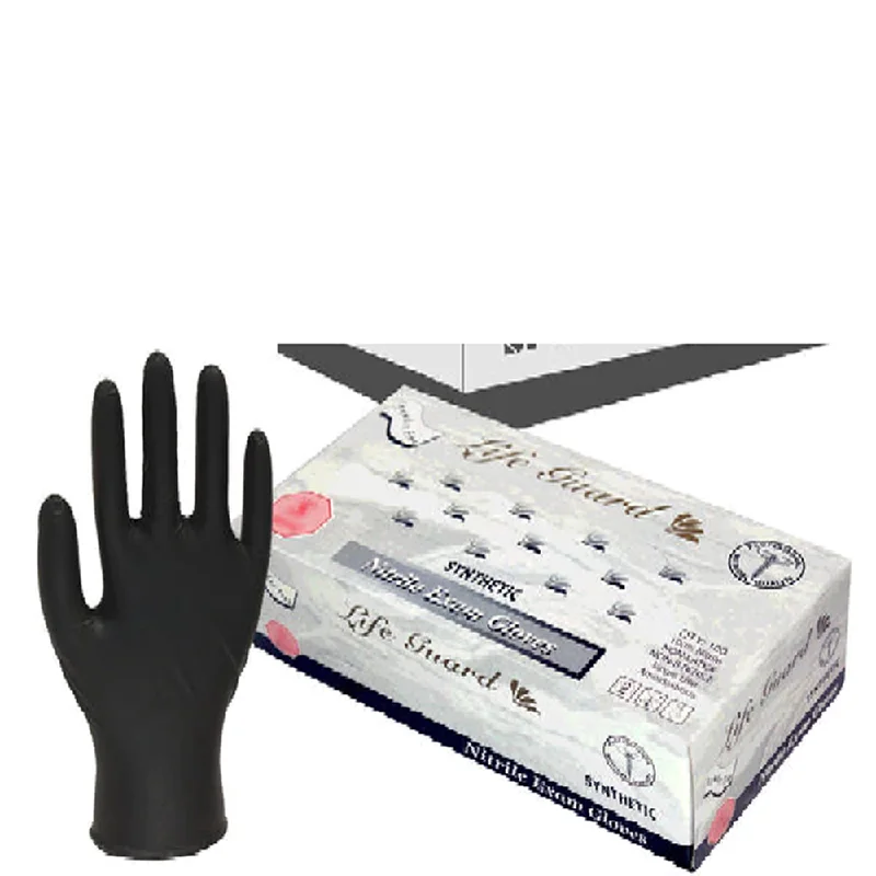 Life Guard Black Nitrile Powder-Free Medical Gloves- Case