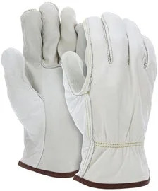 MCR Safety 2X White Industrial Grade Grain Cowhide Unlined Drivers Gloves