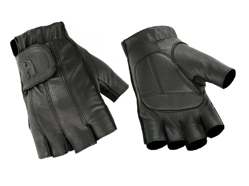 Men's Fingerless Water Resistant Technaline Leather Gloves with Gel Palm