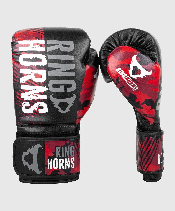 Ringhorns Charger Camo Boxing Gloves - Black/Red