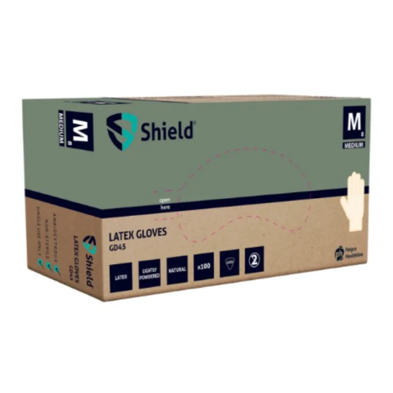 Shield Lightly Powdered Disposable Latex Gloves GD45