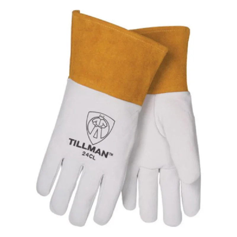 Tillman Medium Pearl Split Deerskin Unlined Premium Grade TIG Welders Gloves With Straight Thumb, 2" Cuff And Kevlar Lock Stitching