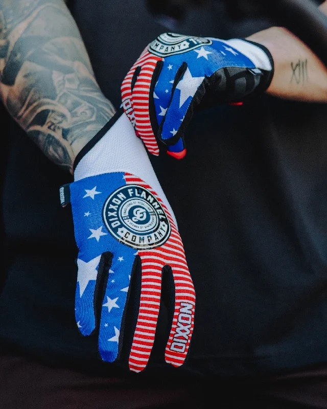 Traditions of Rebellion Moto Gloves - Red, White, & Blue