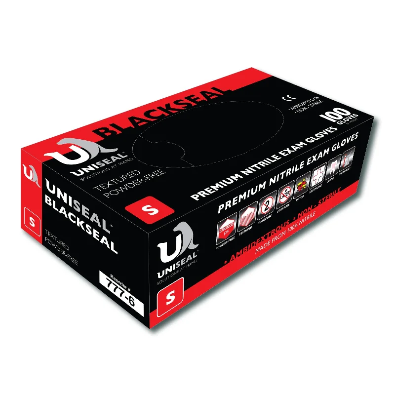 Uniseal-Nitrile Exam Gloves - BlackSeal Powder-Free