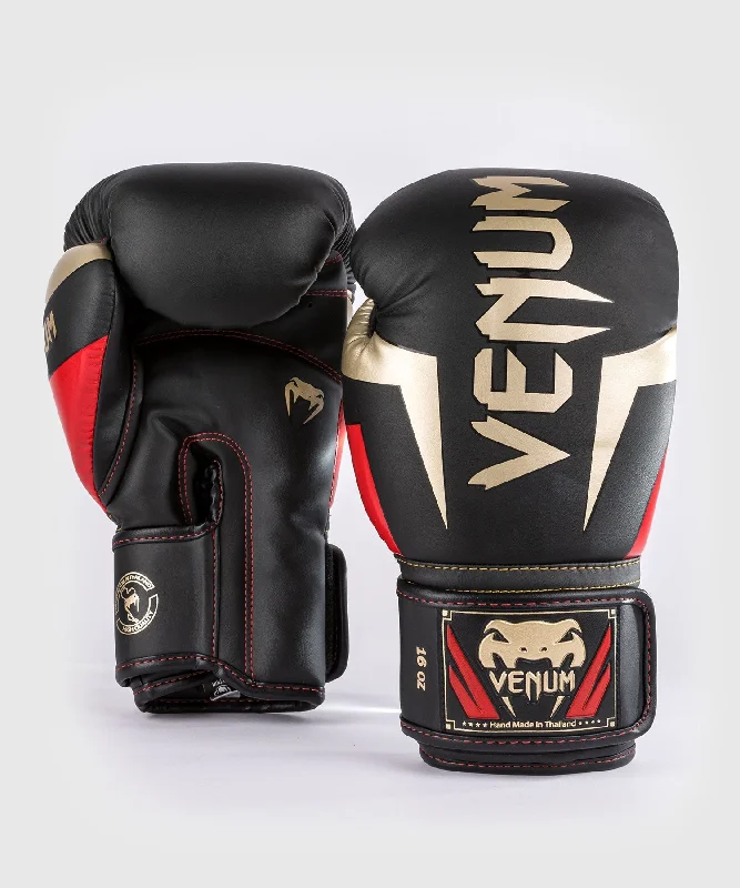 Venum Elite Boxing Gloves - Black/Gold/Red