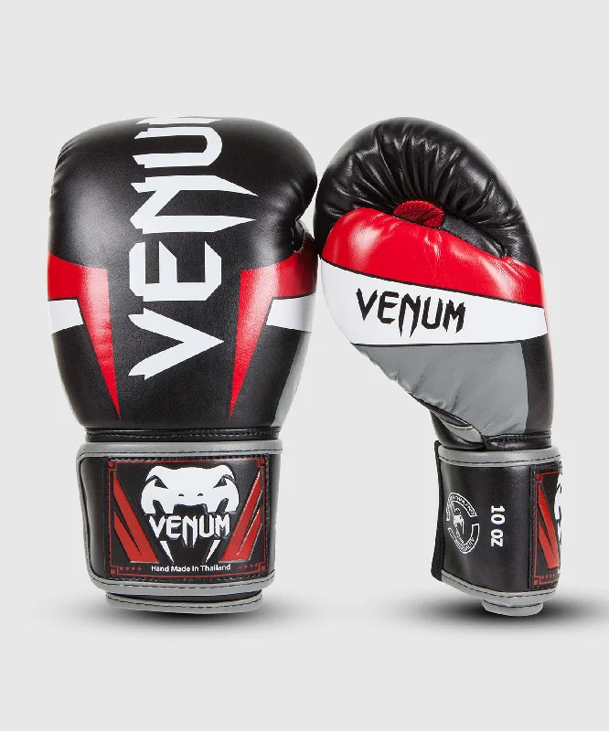 Venum Elite Boxing Gloves - Black/Red/Grey