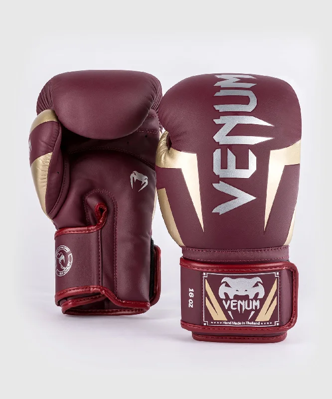 Venum Elite Boxing Gloves - Burgundy/Gold