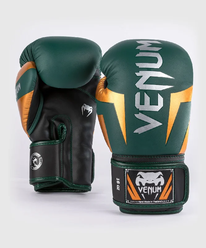 Venum Elite Boxing Gloves - Green/Bronze/Silver