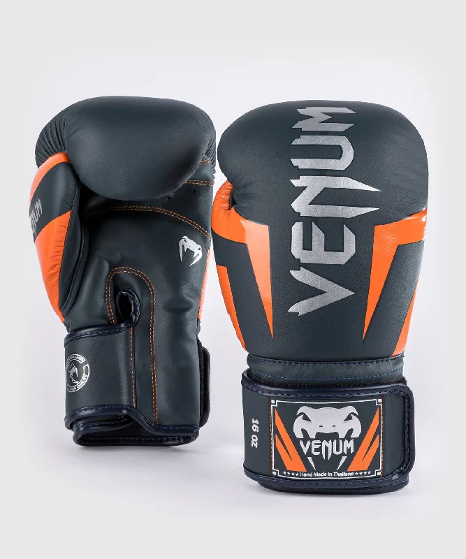 Venum Elite Boxing Gloves - Navy/Silver/Orange