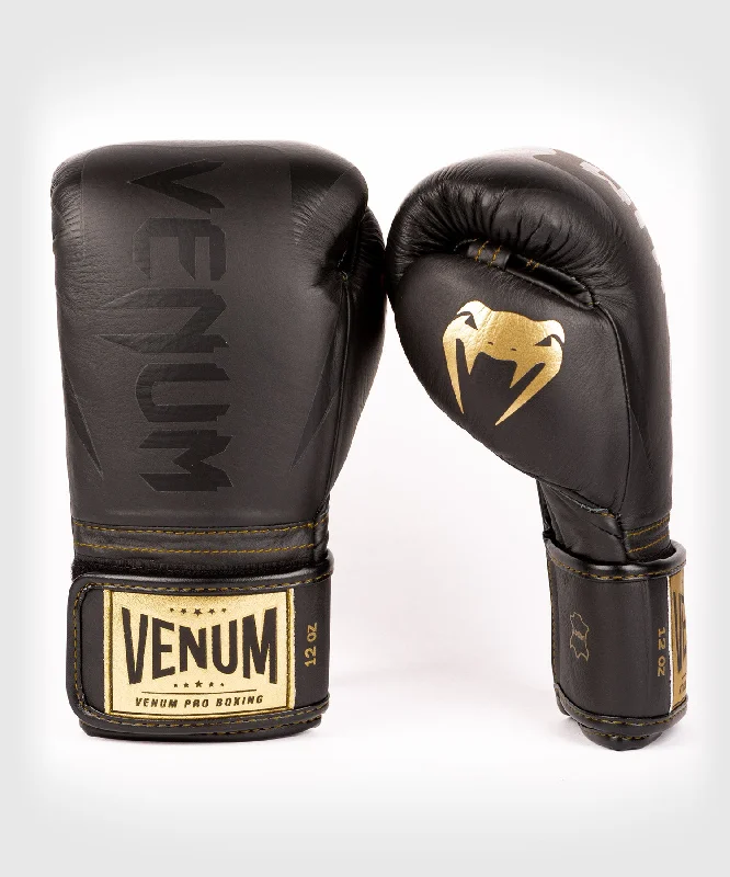 Venum Hammer Pro Boxing Gloves Velcro - Black/Black-Gold