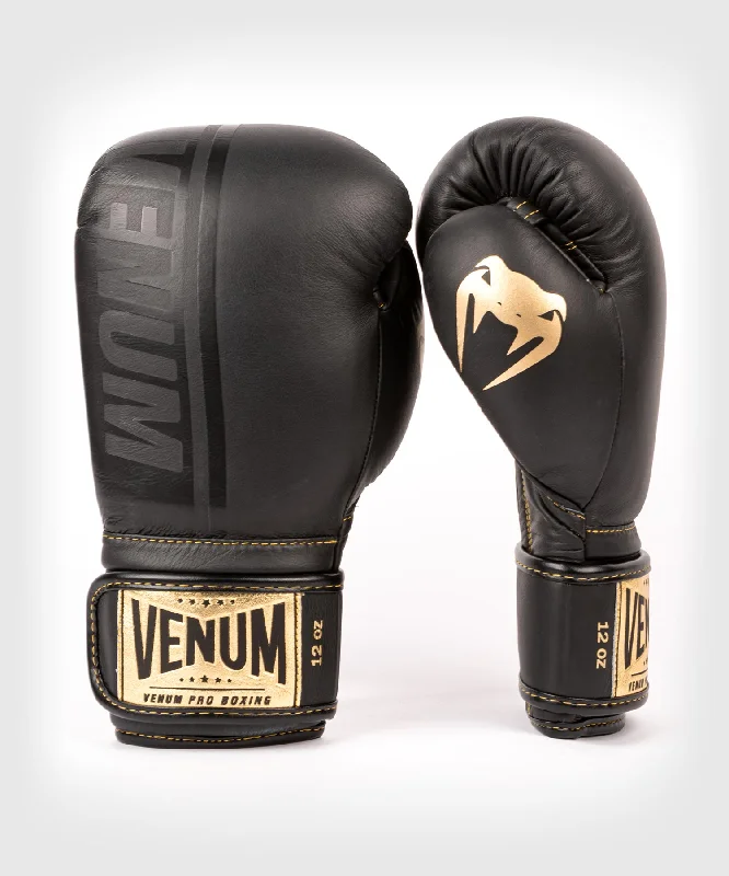 Venum Shield Pro Boxing Gloves Velcro - Black/Black-Gold