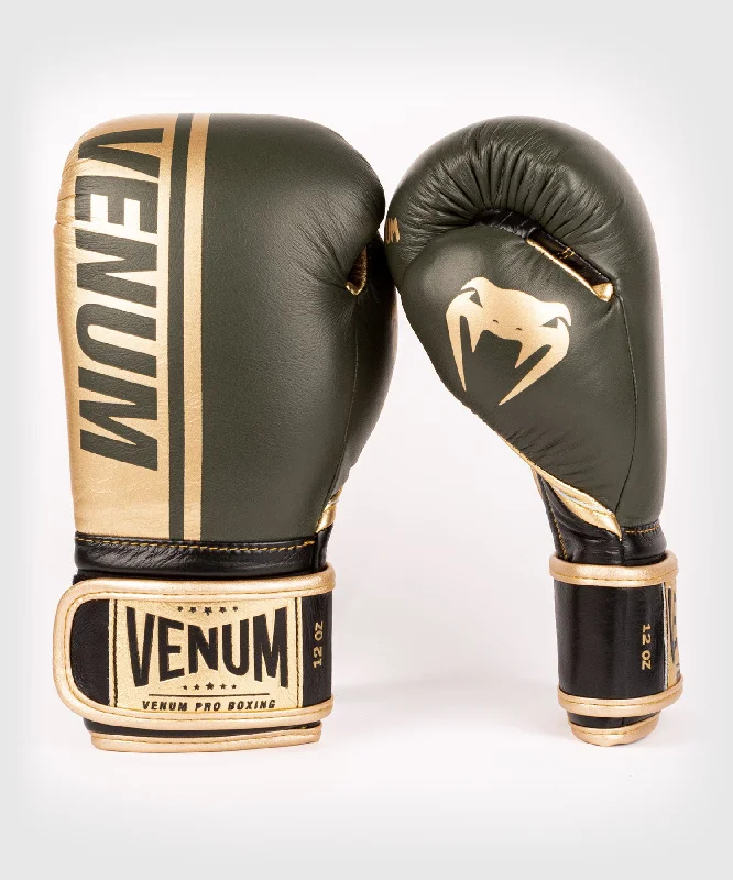 Venum Shield Pro Boxing Gloves Velcro - Khaki/Gold