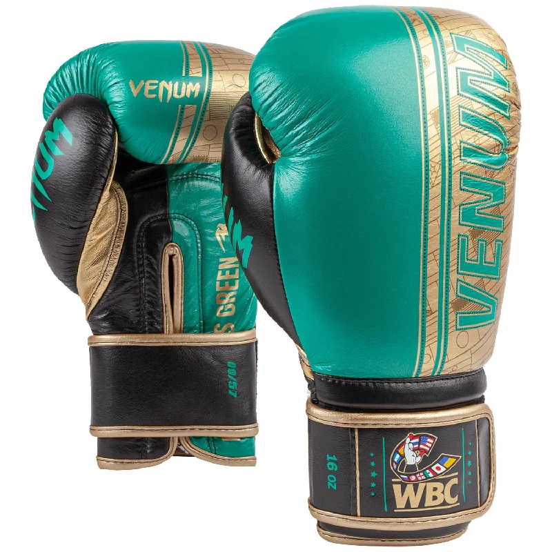 Venum Shield Pro Boxing Gloves WBC Limited Edition - Velcro - Green Metallic/Gold