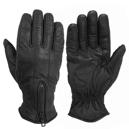 Women's Summer Zipper Gloves Biker Full Finger Motorcycle Sports Driving Leather