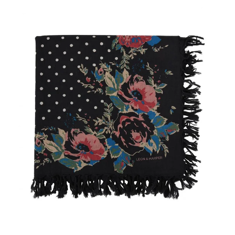 Emile bouquet black rectangle scarf