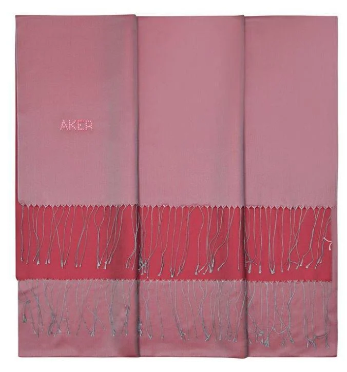 Aker Bi-Color Designer Silk Shawl - Puce