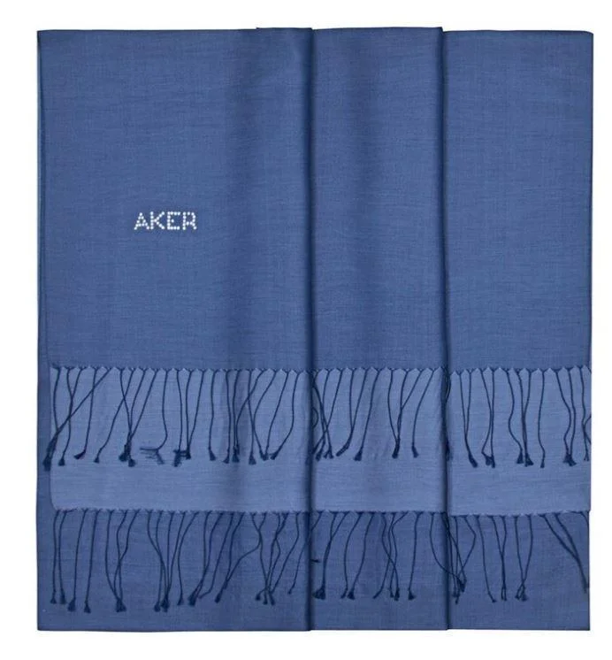 Aker Women Bi-Color Silk Shawl - Catalina Blue