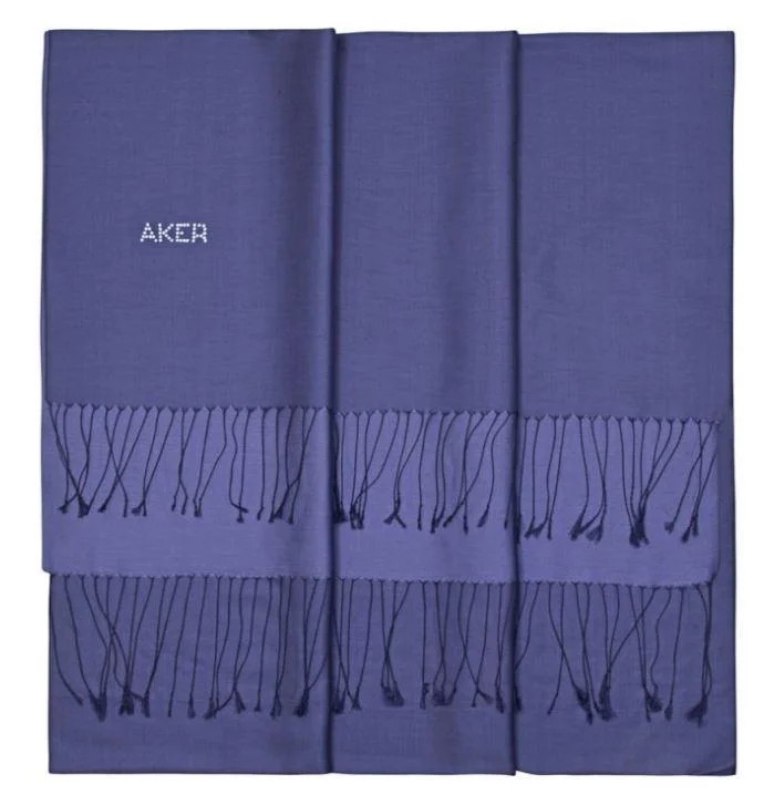 Aker Ladies Bi-Color Silk Shawl Scarf - Corn Flower Blue