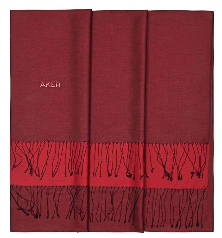 Aker Swarovski Stone Women's Pure Silk Red Maroon Shawl