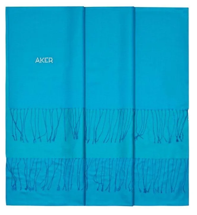 Aker's Turquoise Silk Shawl for Women with Swarovski Stone