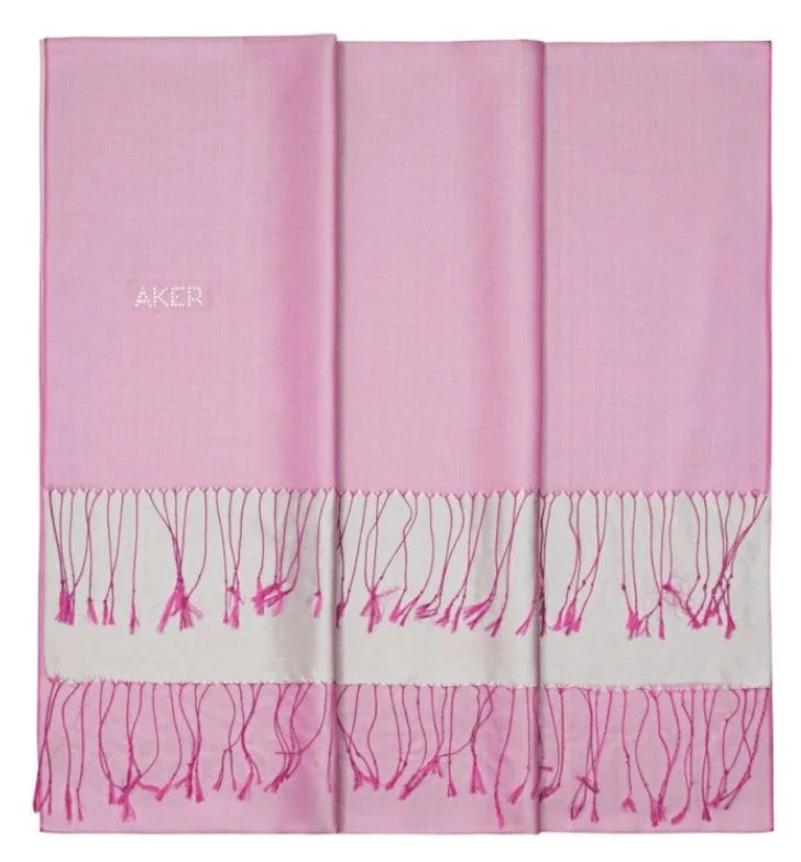 Aker's Women Gorgeous Pink Silk Shawl with Swarovski Stone