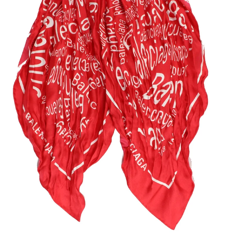 Balenciaga Silk Scarf Red Logo Design SALE