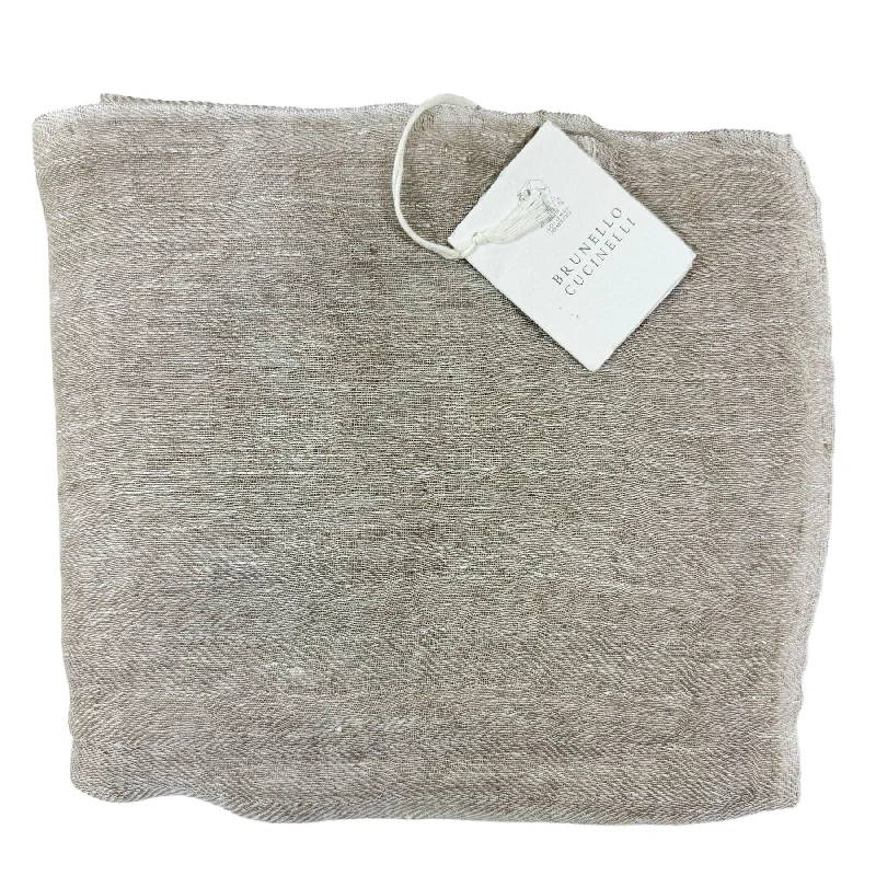 Brunello Cucinelli Linen Scarf Taupe Gray - Luxury Women Designer Shawl