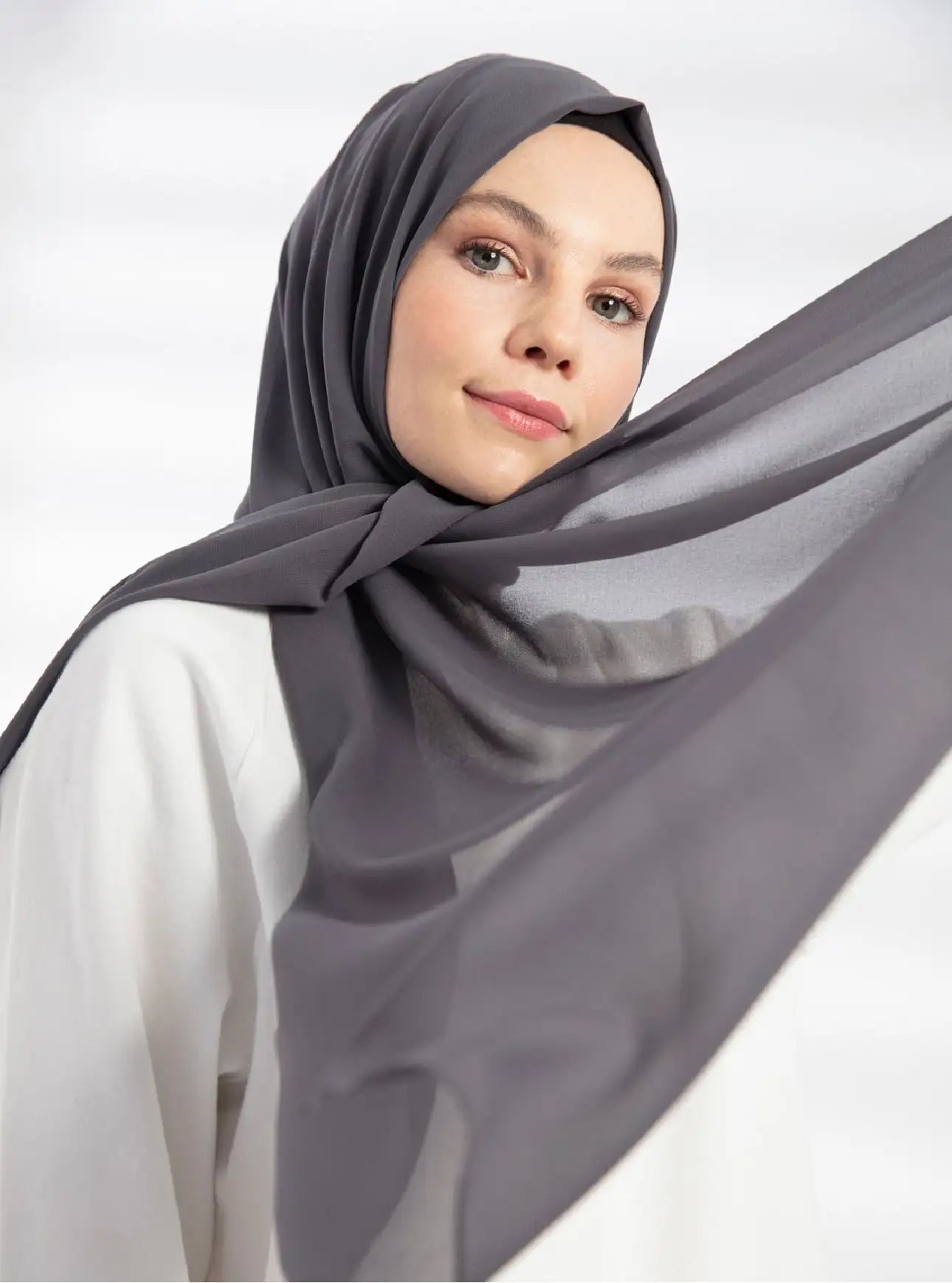 Gray Chiffon Scarf