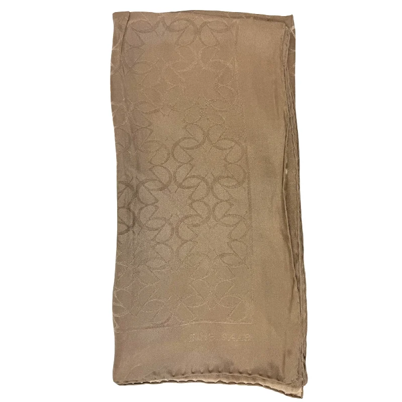 Elie Saab Scarf Bronze Brown Logo Allover - Silk Designer Shawl