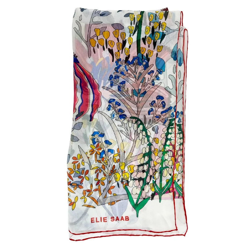 Elie Saab Scarf Floral - Chiffon Silk Designer Shawl