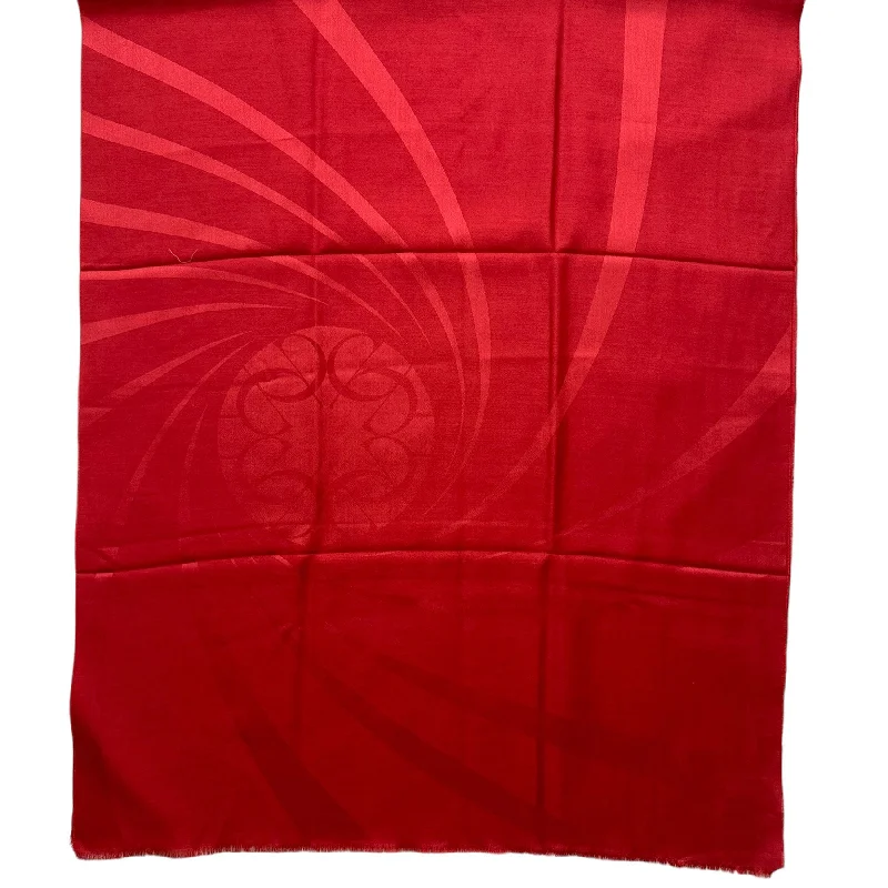 Elie Saab Scarf Red Logo - Wool Silk Designer Shawl