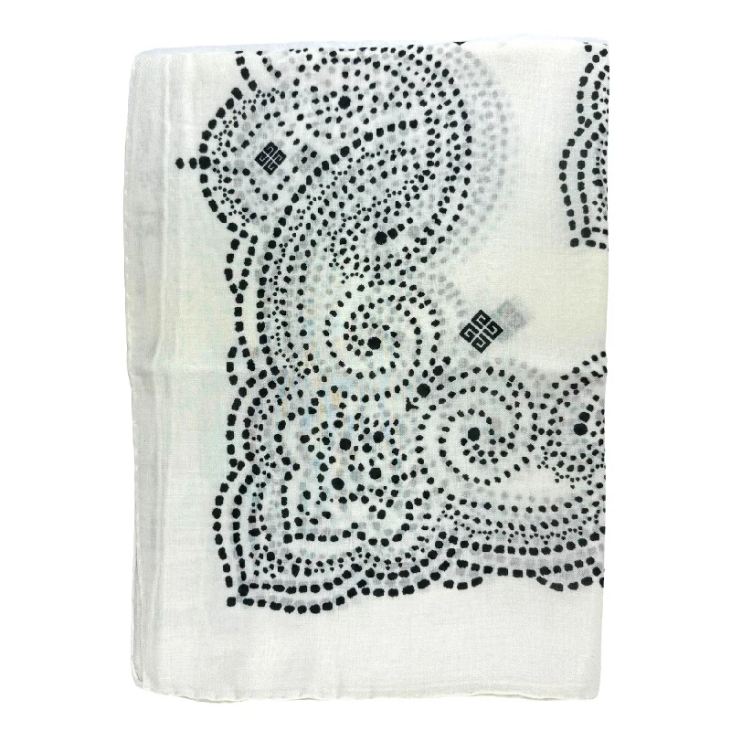 Givenchy Scarf White Paisley 4G - Large Modal Cashmere Blend Shawl SALE