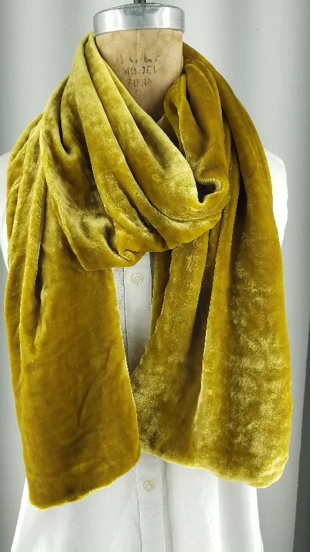 Solid Gold Silk Velvet Scarf