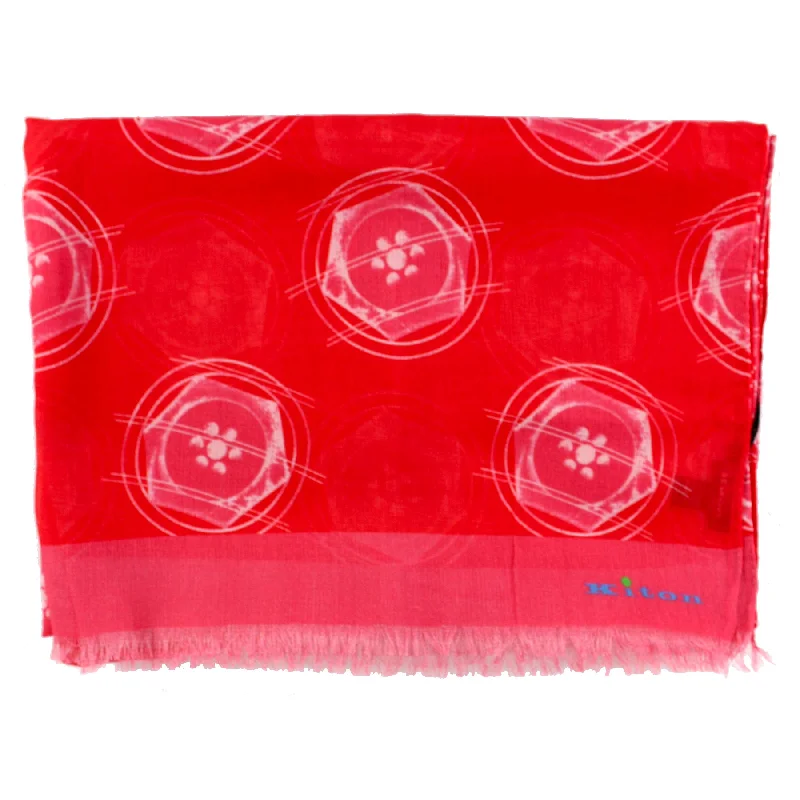 Kiton Cotton Scarf Red Pink Design SALE