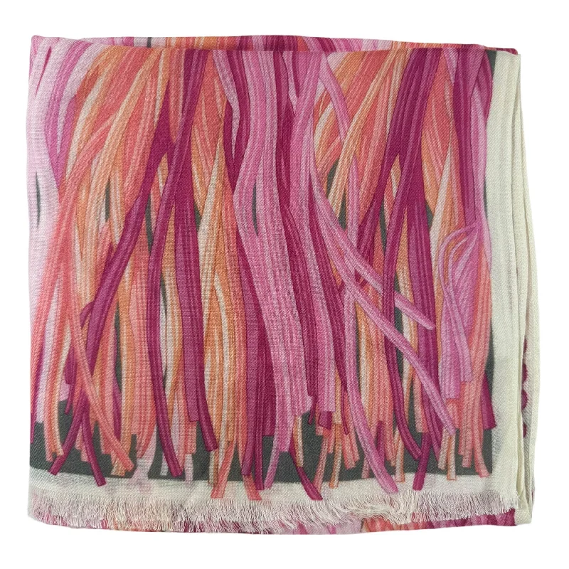 Lanvin Scarf Pink Weave & Fringe Design - Cashmere Blend Shawl