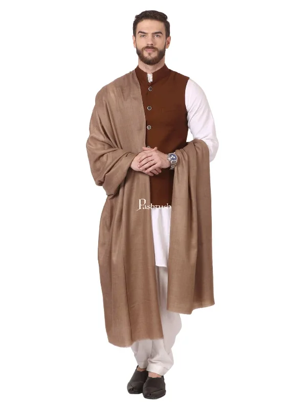 Pashtush Mens Blended Wool Ring Shawl, Blended Wool, Light Weight, Taupe