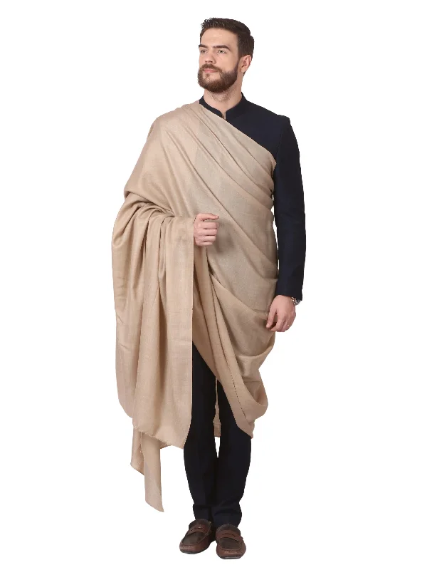 Pashtush Mens Blended Wool Ring Shawl, Blended Wool, Light Weight, Beige