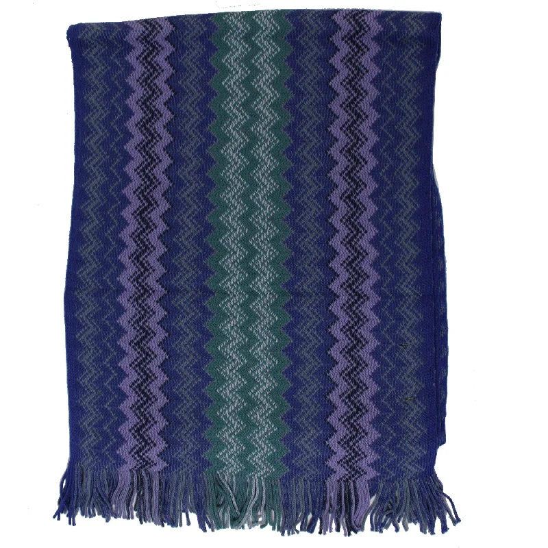 Missoni Scarf Lilac Purple Sage Green Herringbone Design - Designer Shawl FINAL SALE