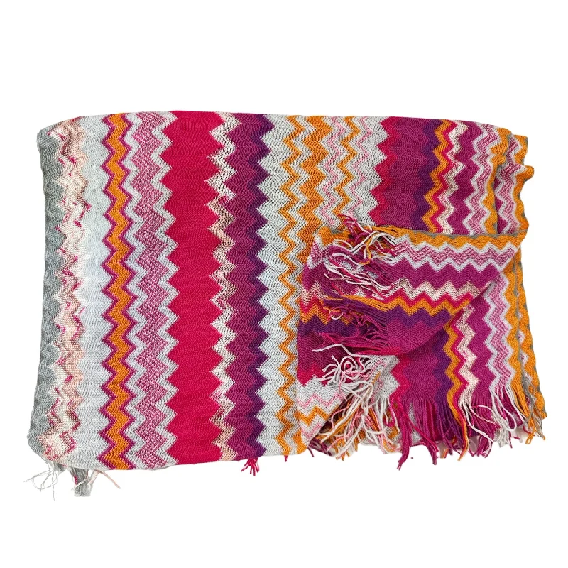 Missoni Scarf Purple Pink Orange Chevron Design - Long Designer Shawl SALE