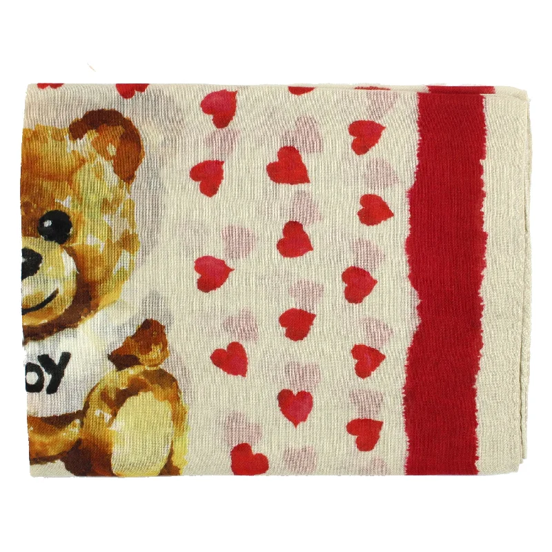 Moschino Scarf Toy Bear & Red Hearts FINAL SALE