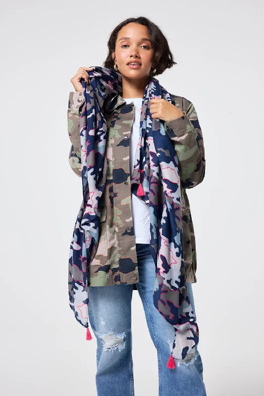 Navy with Pink Camo Charity Super Scarf