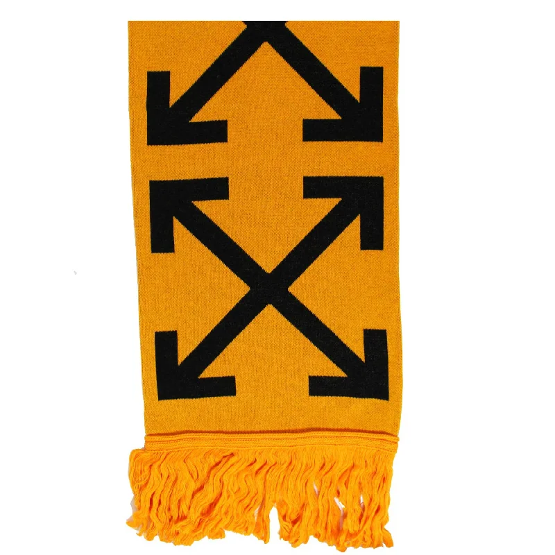 Off-White Scarf Orange Arrow Logo Design Wool Blend Shawl FINAL SALE