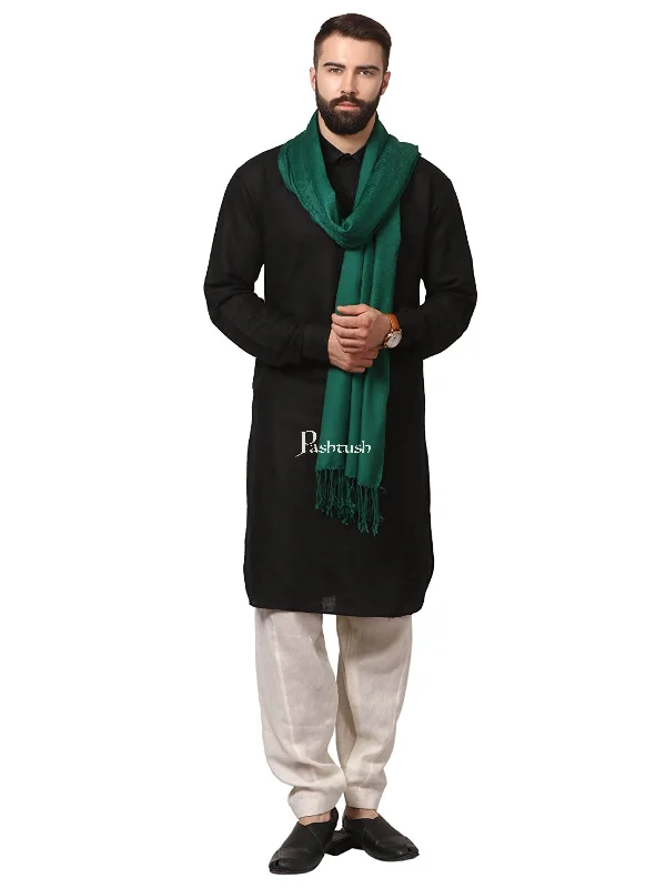 Pashtush Mens Fine Wool Jacquard Muffler - Bottle Green